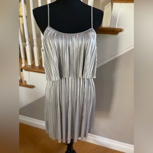 Silver strapless party dress